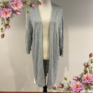 Maurices pale green Gray open‎ Knit Cardigan sweater size large